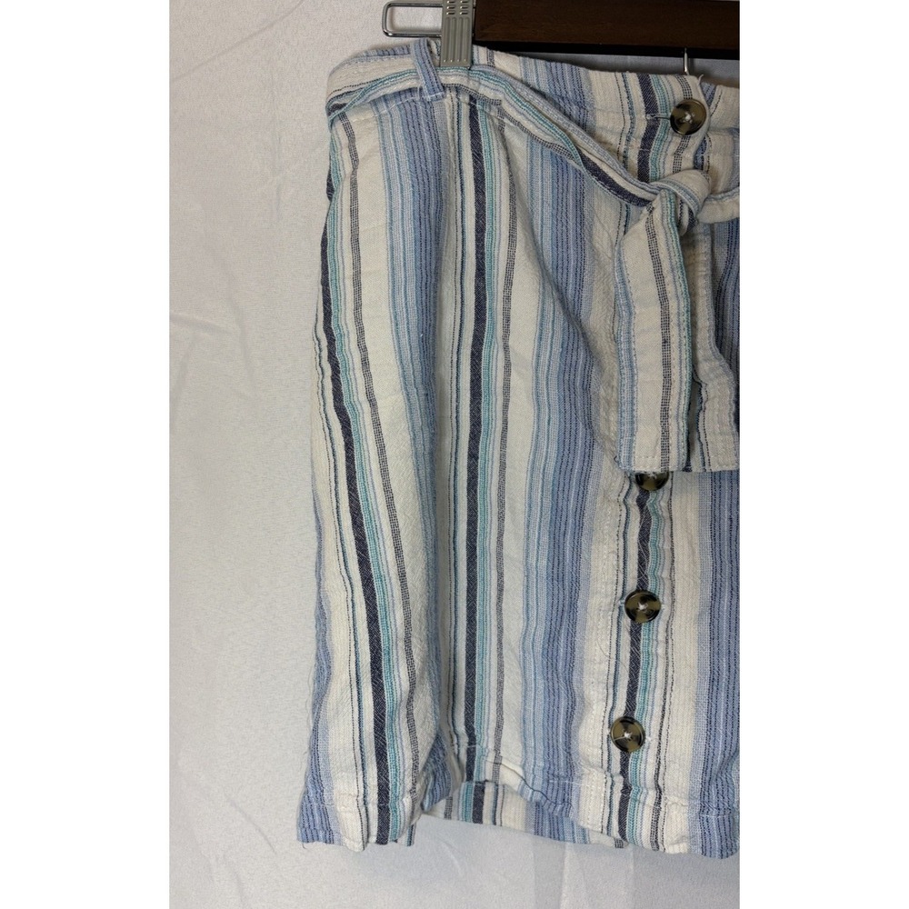Da-sh Shorts Womens Sz L Blue White Striped Linen Flat Front Drawstring Pockets - Picture 3 of 9